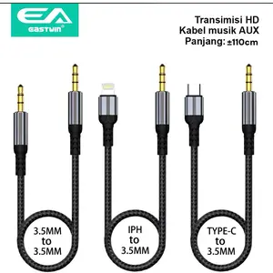 Kabel Audio Aux Original 3.5mm Type C Lighting ke Jack 3.5mm Transmisi HD Panjang 110cm