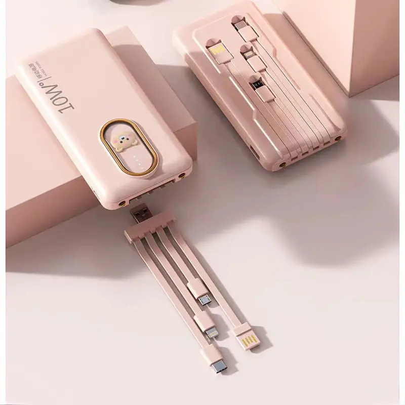 Power Bank 30000 mAh Mini Kartun BeruangUkuran dengan 4 USB Pengisian Cepat SenteiLED Tampilan Cahava Power Bank Power BankEksternal Charger Ponsel Portabel untuk lOS /Android 8