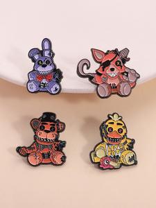 Set de Pins de Solapa de Freddy Fazbear y sus Amigos, Juego de Terror de Cinco Noches, Set de 4 Pins de Personajes, Regalo Perfecto para Fans del Cosplay y Coleccionistas