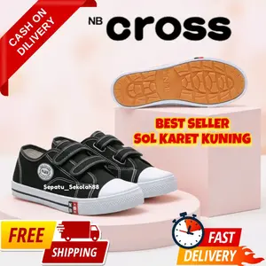 Sepatu Sekolah Perekat NB CROSS Pendek (SOL KUNING) Sepatu SD SMP SMA Laki2 Perempuan TANPA BOX