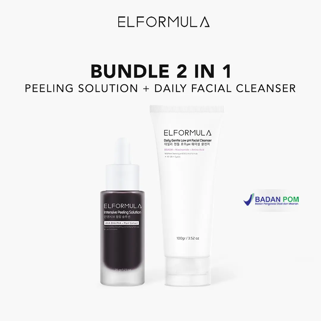 ELFORMULA Bundle 2in1 - Daily Gentle Low pH Facial Cleanser Facial Wash + Intensive Peeling Solution