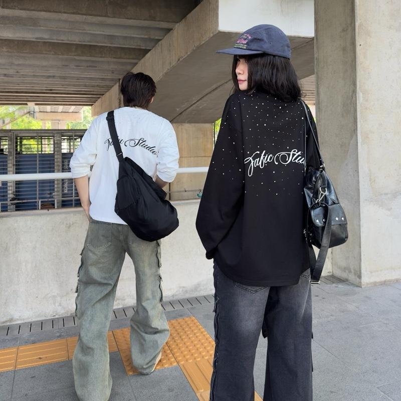 Áo thun tay dài longtee Boxy ĐÍNH ĐÁ cổ tròn tay dài FAFIC BLING cotton mùa hè nam nữ unisex local brand