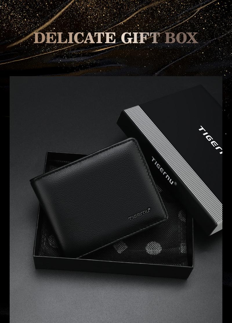 Product Introduction of Tigernu Men's Wallet PU Leather Purse Fashion Men Short Wallet Business Coin Pocket Credit Card Holder Male Small Money Bags With Gift Box Member Price T-S8008 21