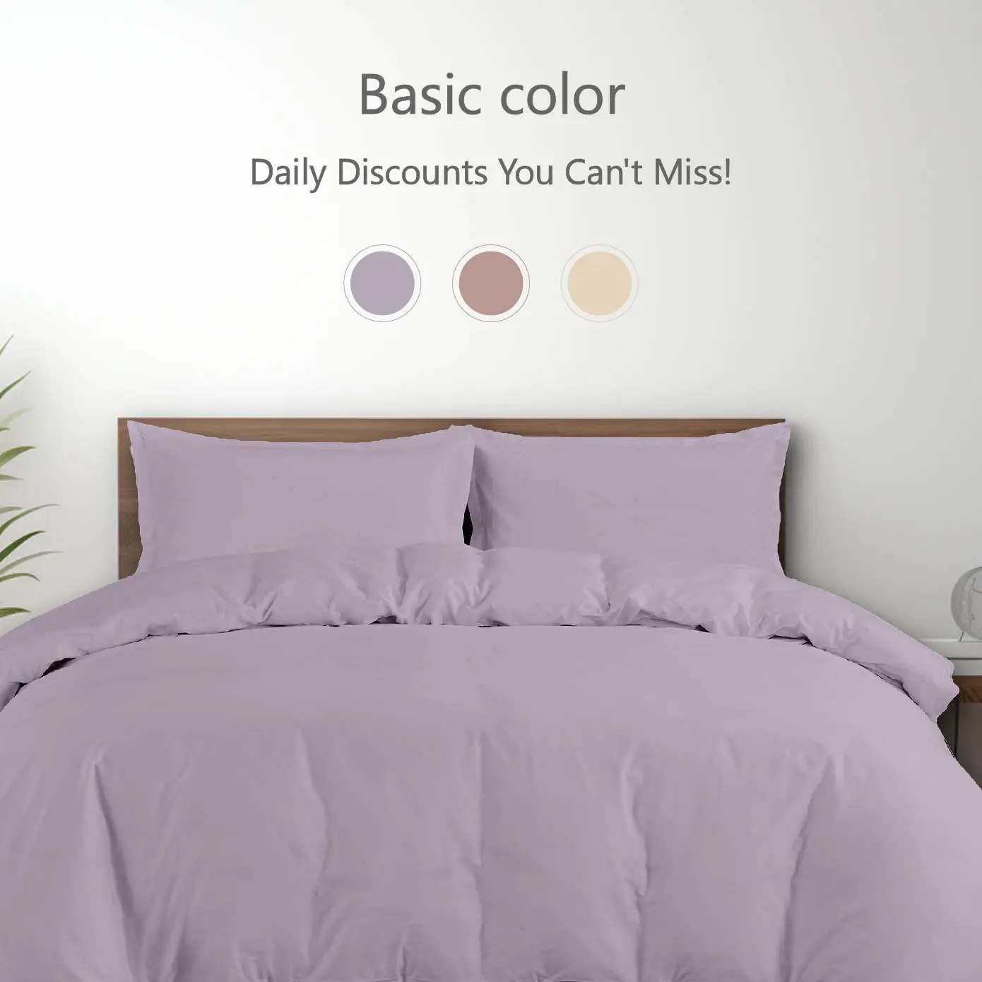 Aussino Breathable  Solid Color Soft Microfiber Fitted Bed Sheet Set, Fits up to 36-38cm Mattress Height