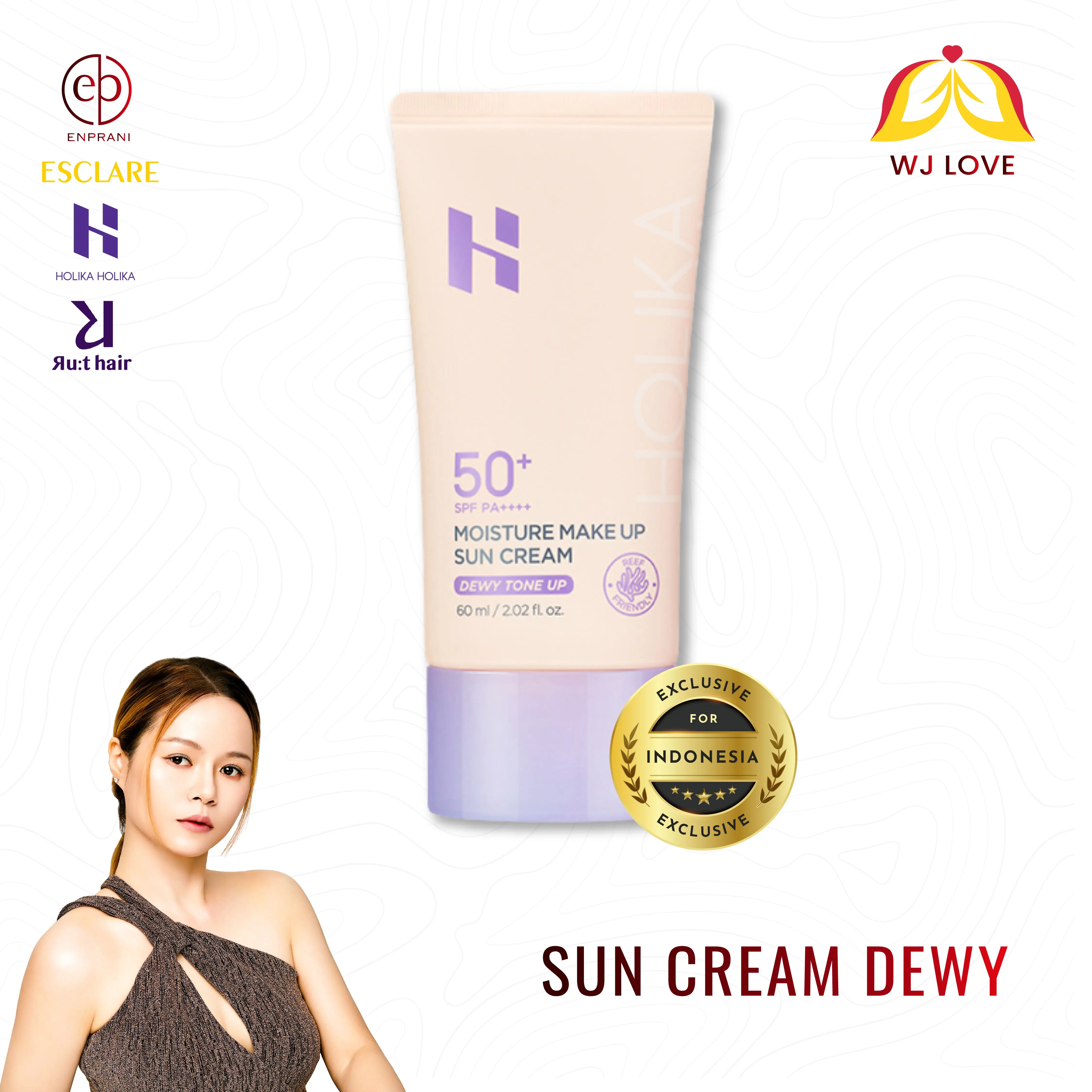 [Holika Holika] Make Up Sun Cream Dewy Tone Up ( Tabir Surya Untuk Kulit Kering ) Wajah Facial Sunblock Perawatan
