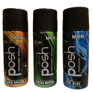 Posh Men Body Spray 150 ml : Black Gold/ Green Motion/ Cool Blue Deodorant Pria Ketiak Mencerahkan
