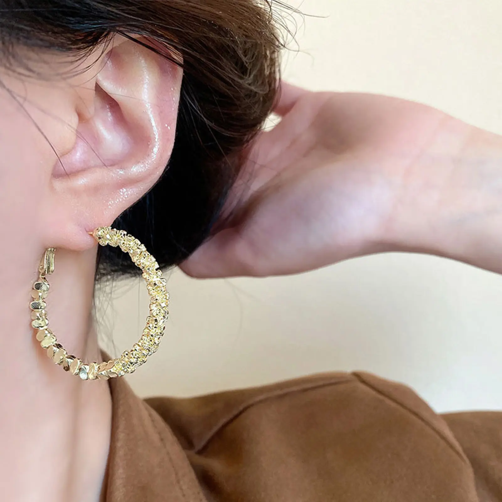 Large Hoop Earrings for Women Bling Trendy Earrings