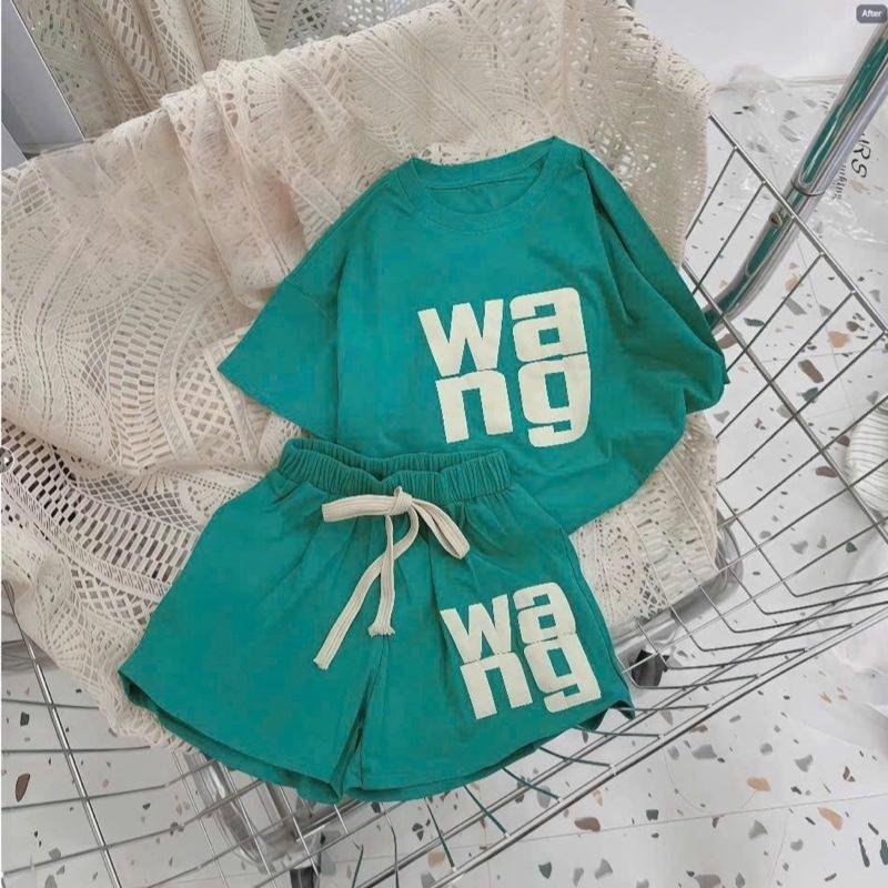   Hanashop  9-42kg  Bộ quần áo cộc tay bé gái bộ bé gái tay ngắn hình in nổi chữ ANG đồ bộ bé gái mùa hè chất cotton size đại set bộ mặc nhà cho bé 