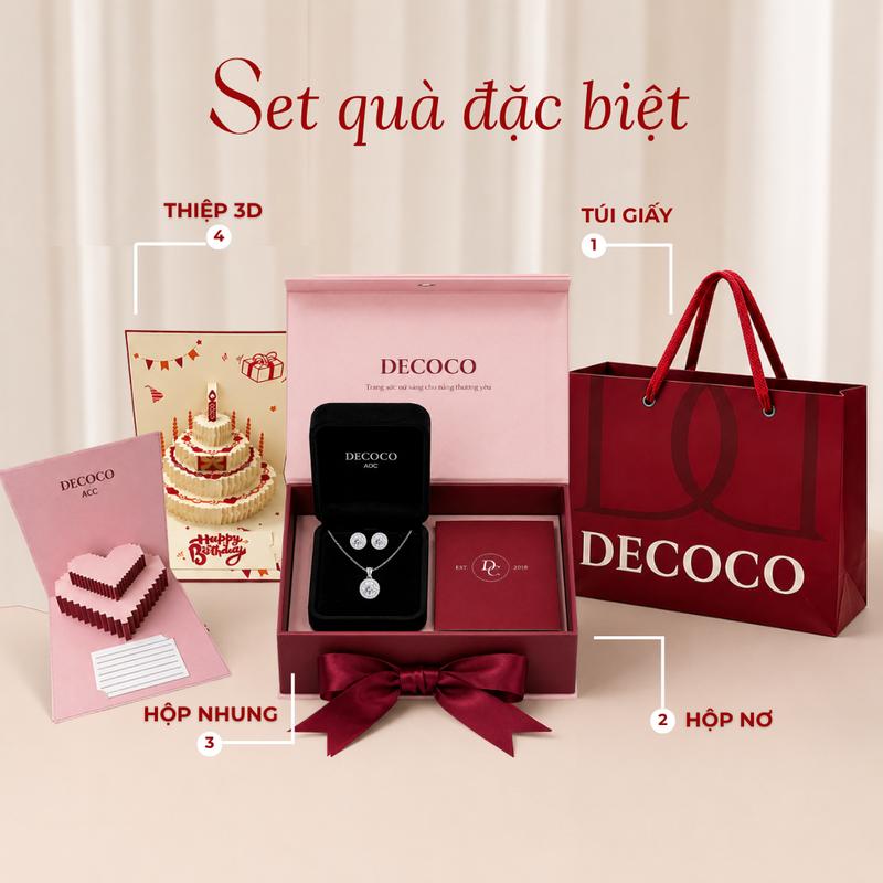 Set dây chuyền và khuyên tai GLOW nạm đá lấp lánh DECOCO ( Tặng kèm Túi hộp )