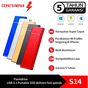 2026 S14 Portable Storage (1TB/2TB/4TB/16TB) – USB 3.1 Gen 2 Type-C, Ultra Slim Shockproof, Stabil dan Aman untuk PC/phone