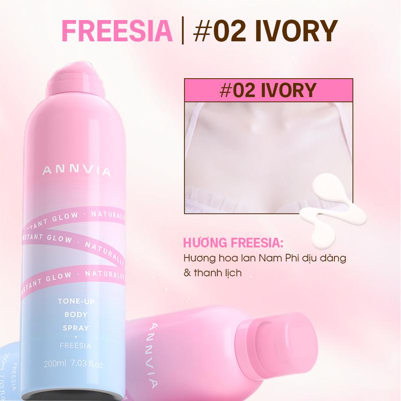Xịt dưỡng thể trắng sáng da Annvia 200ml – Niacinamide giúp dưỡng trắng, nâng tông tự nhiên; chống nước và mồ hôi hiệu quả