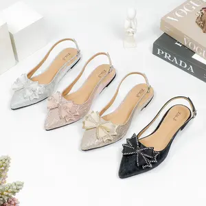 Xiuji - Elimora sepatu pesta flat wanita pita kupu kupu depan terbaru