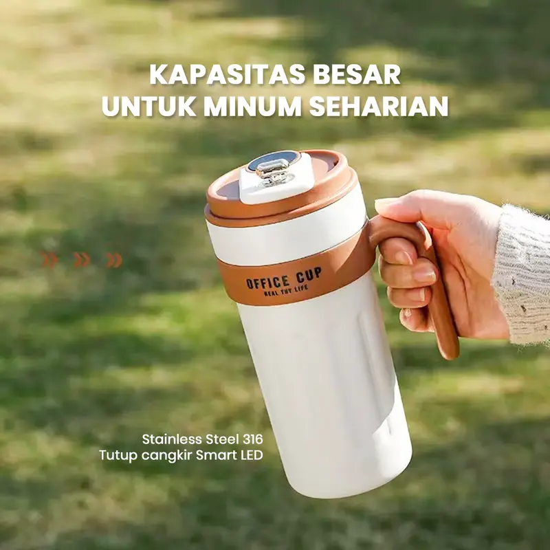 Botol Minum Tumbler Kopi Aesthetic Smart LED Stainless Steel SUS 316 Vacuum Insulated 650ml Tumbler tahan panas dingin  24 jam termos sendok garpu tumbler stainless termos es batu 2