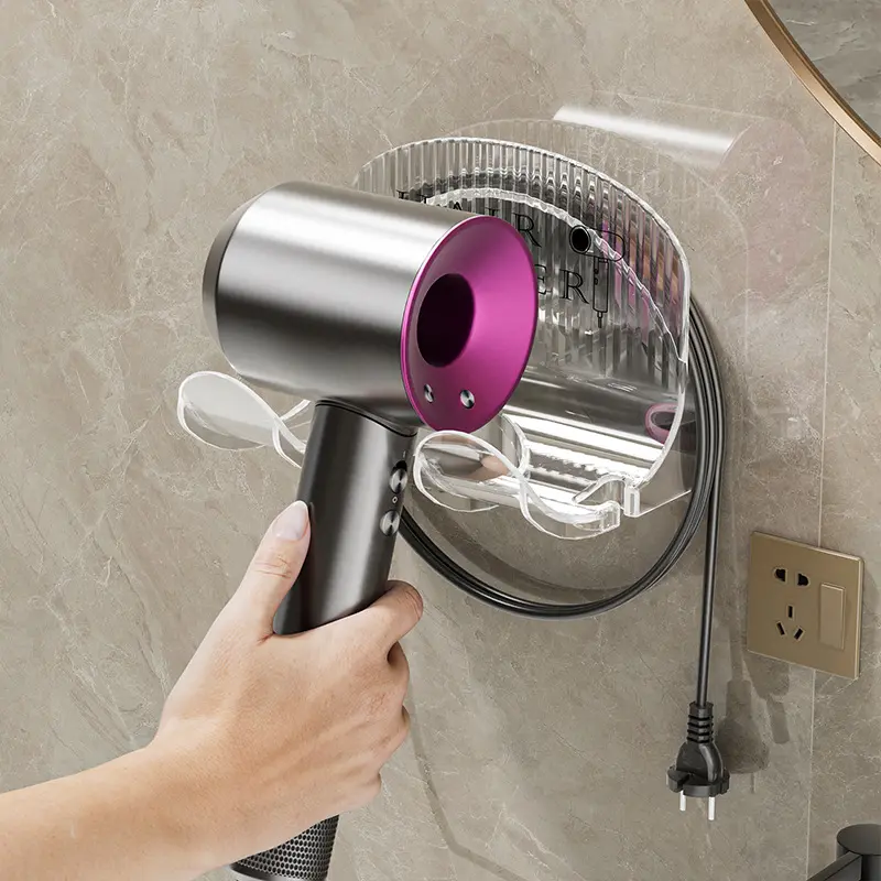 Non-perforated wall-mounted hair dryer rack, hair dryer shelf, toilet, bathroom wall storage, hair dryer stand Organiser