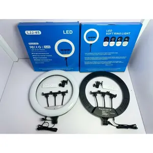 Paket Ringlight 45cm Besar Jumbo Ring Light 45 CM Murah + Light Stand Tripod 2,1 Meter Lengkap Make Up Live Streaming 3 Holder Touch Sentuh Kuning Putih Remote
