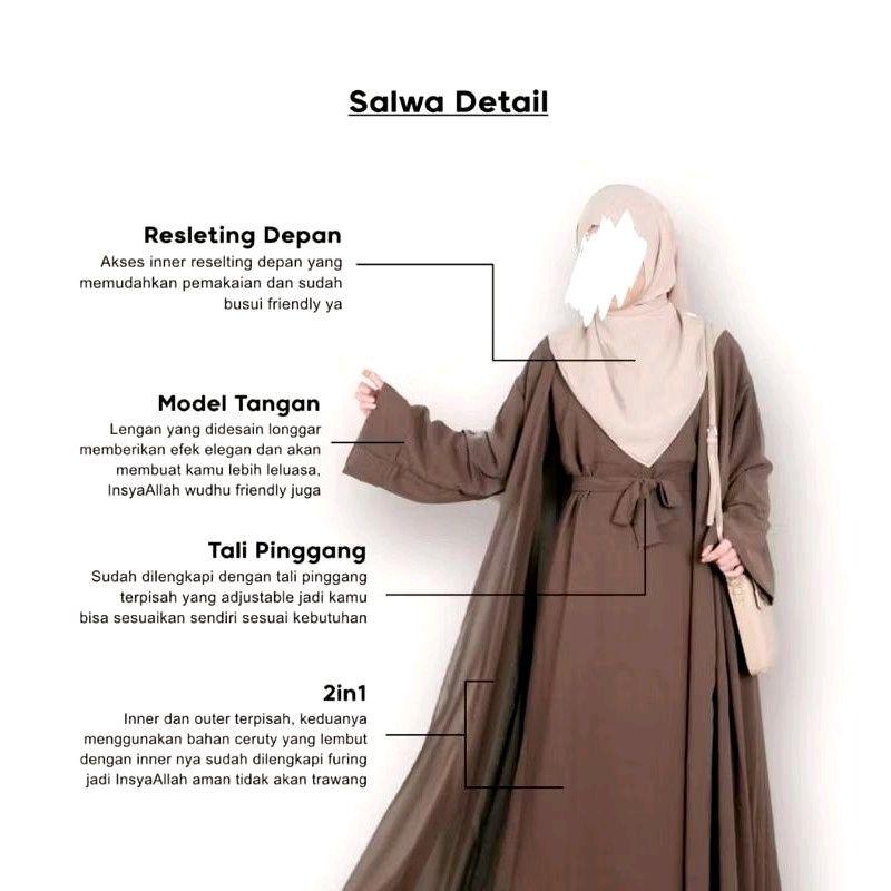 Product Introduction of Set Gamis Salwa Abaya 2in1 Gamis Dan Outer Bahan Ceruty Babydoll Gamis Muslimah Terbaru Kekinian By You Glow Fashion 11