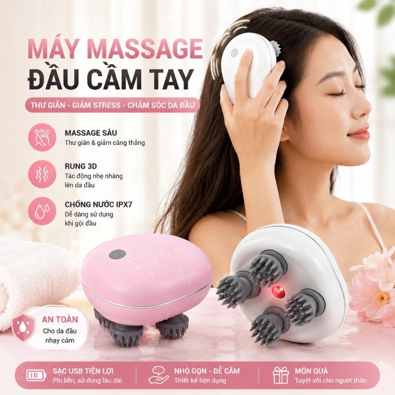Máy massage da đầu mini, đèn đỏ, IPX7 chống nước, đầu xoay 360 độ, massage da đầu, thư giãn, giảm căng thẳng, hỗ trợ chăm sóc tóc, dùng tại nhà, spa, 1 cái, quà tặng.