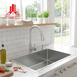 Paket Lengkap Kitchen Sink 5040 Stainless SUS 304 + Kran Tarik Fleksibel Stainless /Bak Cuci Piring 1 Lubang Set