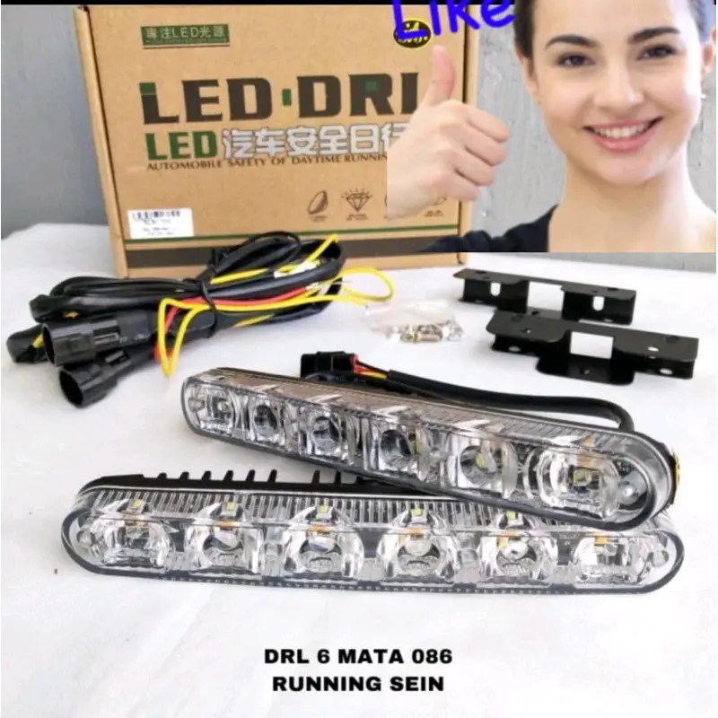 LAMPU DRL BUMPER DEPAN DRL 6 LED FORTUNER VARIASI TAMBAHAN UNIVERSAL SEIN RUNNING 0