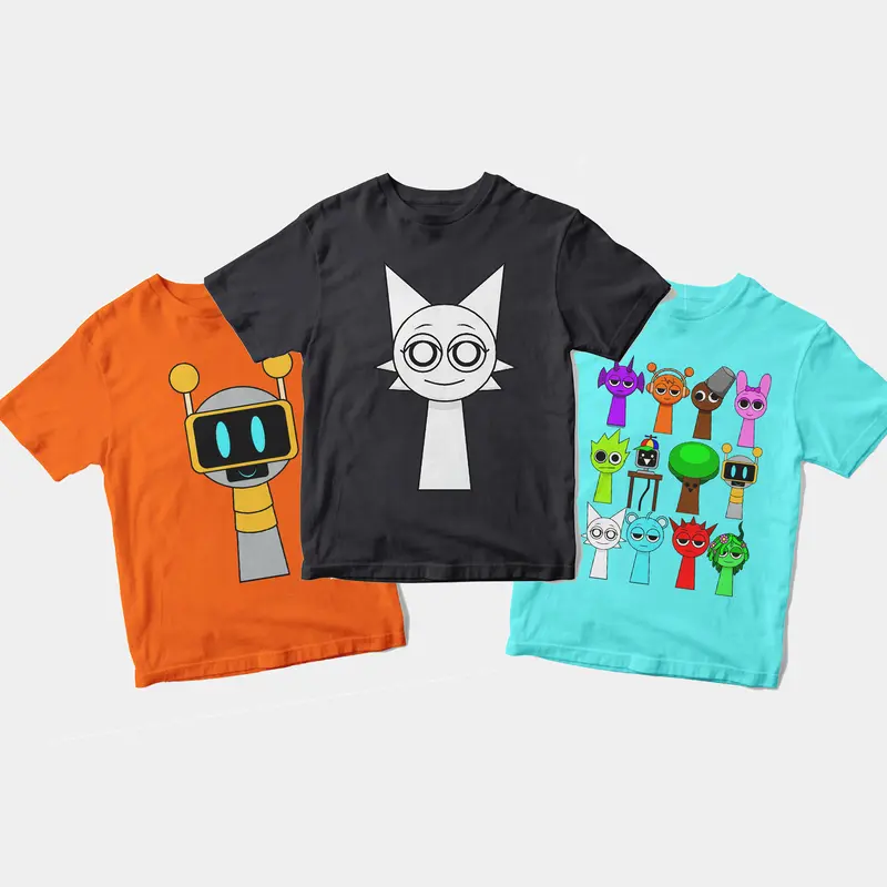 Baju Kaos Anak Sprunki laki-laki Perempuan 1-9 Tahun Baju motif Sprunky Anak Combed 1