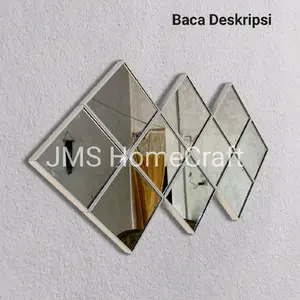 Kaca Cermin Dinding Tempel, Cermin Dekorasi 16×16cm, Cermin Dekorasi Persegi