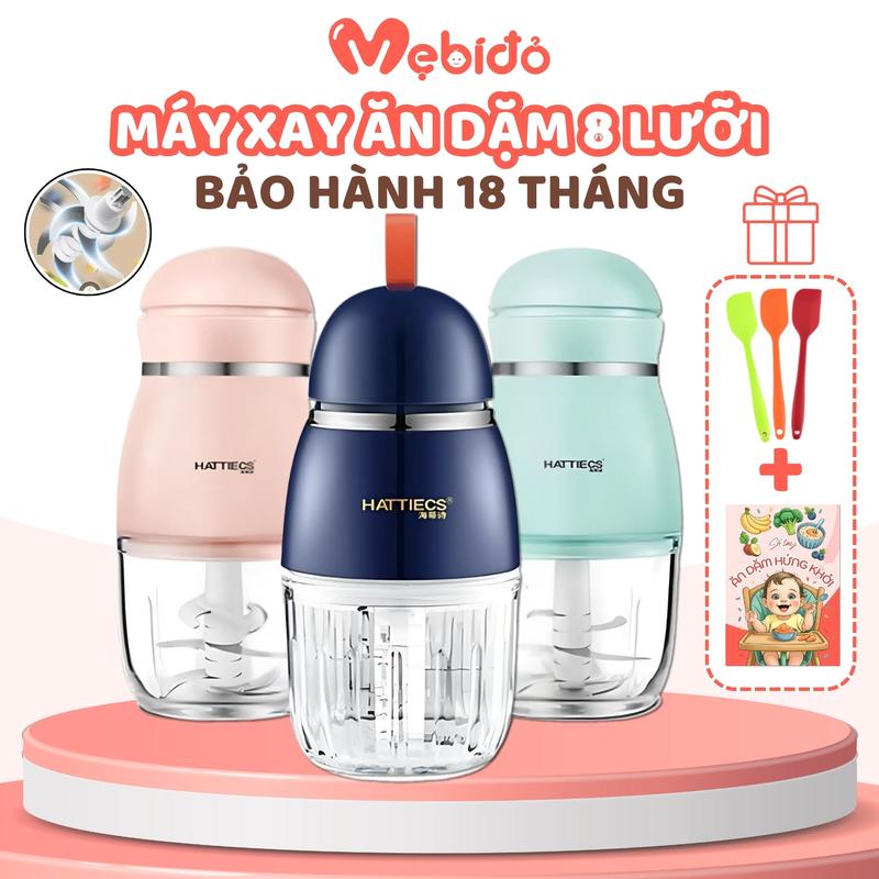 Máy xay ăn dặm cho bé Hattiecs 8 lưỡi dao dung tích 0,3L cho bé ăn dặm đồ dùng cho bé ăn dặm Shop Mẹ Bí Đỏ