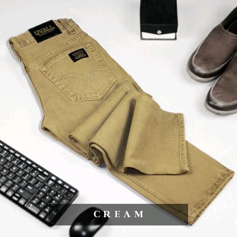 CELANA JEANS REGULER PANJANG PRIA CREM/KHAKI PREMIUM ORIGINAL BRAND UVALL