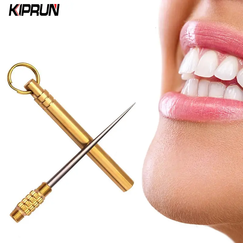 KIPRUN Titanium Toothpick Outdoor Portable Multi-Purpose Toothpick Bottle Fruit Fork Camping Tool Toothpick Tube Is More Durable Than Floss