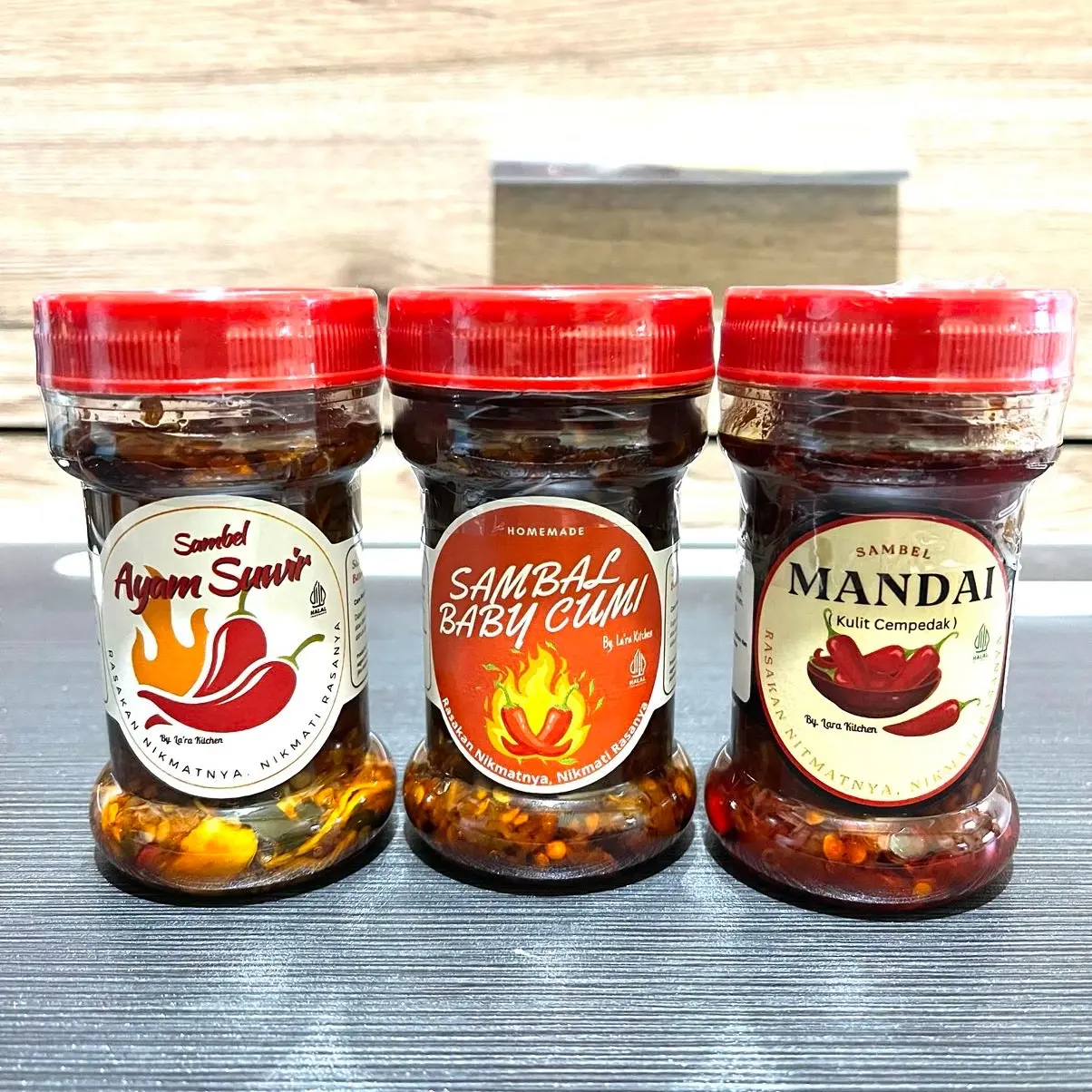 SAMBEL - Paket Bundling 3 ( Ayam Suwir, Baby Cumi, Mandai ) kemasan 150gram botol Sambal Makanan