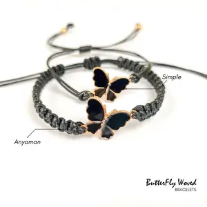 gelang tali butterfly kupu kupu enamel charm