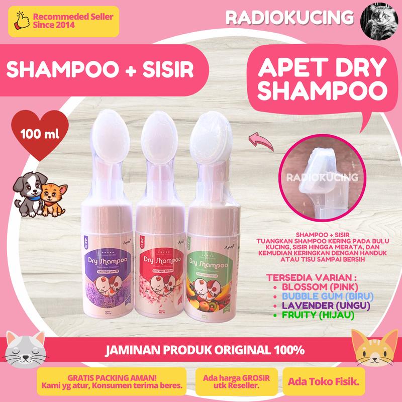 APET Dry Shampoo 100 ml Extra Virgin Olive Oil Sampo Tanpa Bilas Praktis Untuk Hewan Peliharaan [JUWIES RADIO KUCING] 2