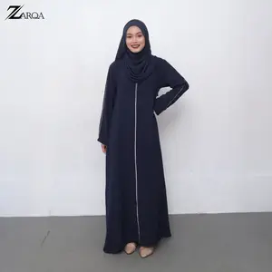 ZARQA - Hafsah Gamis | semi abaya List Bisban Airflow crinkle Wanita Dewasa Remaja Lebaran Maxi Syari Simple Kondangan look terbaru Gamis Semi Muslim Dress Hitam Pesta Mewah Arab