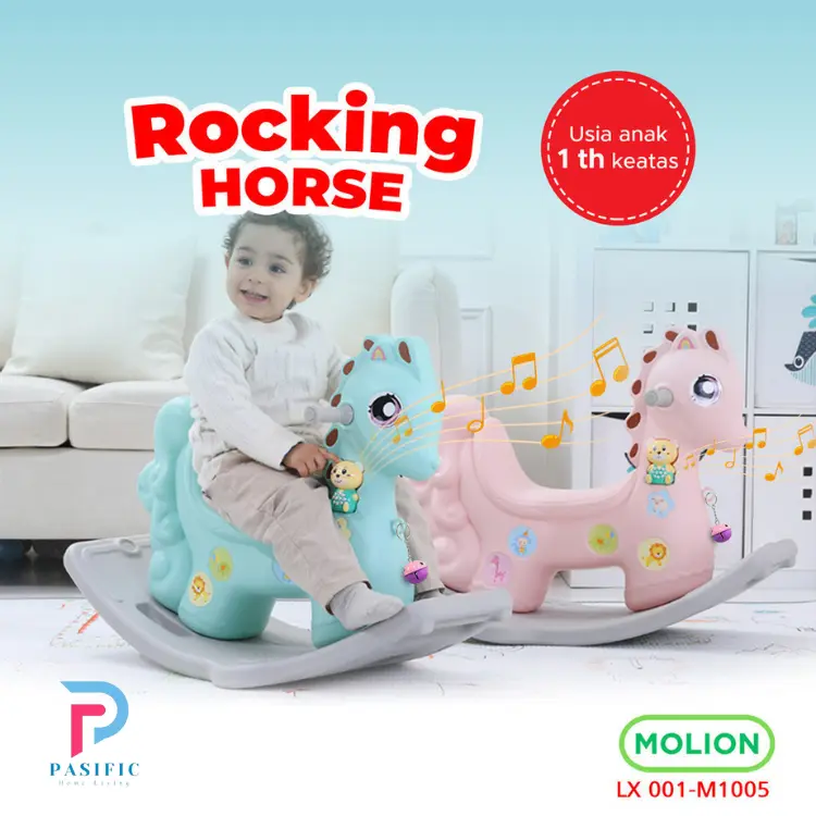 Pasific MOLION Mainan Anak Kuda Rocking Horse Mainan Anak Kuda Kudaan 001-M1005