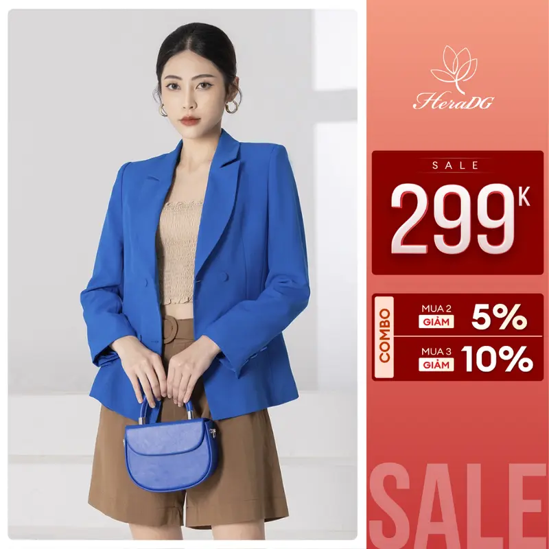 Áo vest nữ HeraDG thiết kế chiết ly, 2 hàng cúc song song, chất liệu tuytsi cao cấp WAVBB2031 0