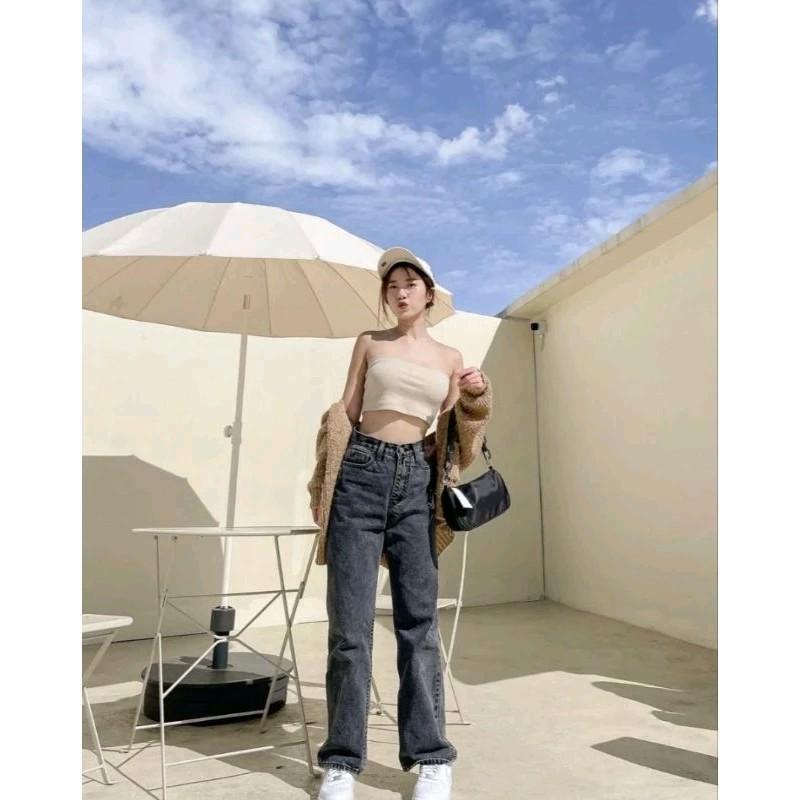 Kulot Jeans Highwaist Loose Panjang Celana Bawahan wanita size 27-42 2