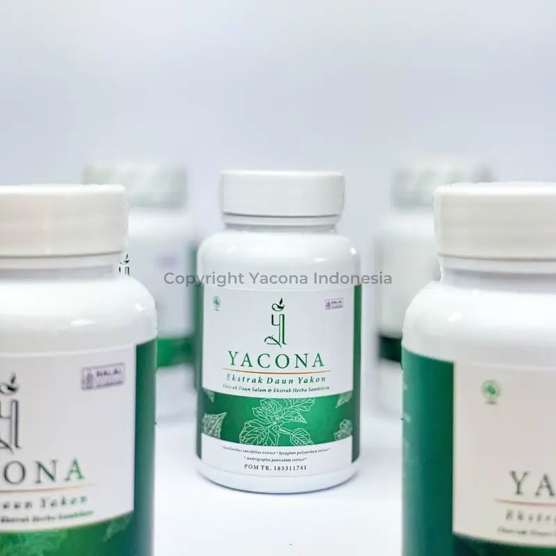 Yacona Yakona Herbal Diabetes - Kapsul Herbal Alami untuk Kontrol Gula Tinggi dan Perbaikan Pankreas - 60 Kapsul, BPOM 3