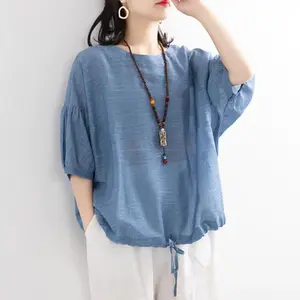 Asmora Blouse Atasan Wanita Ouftit Korean Style Kekinian Terbaru 2026 Linen