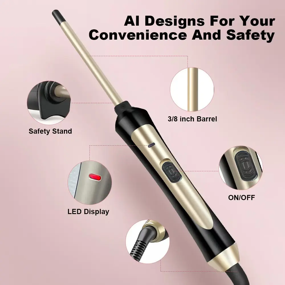 Hair Curling Iron 9mm Curler Wand Professional Curly Tongs Ceramic Electric Hair Curler Salon Styling Tools Small Crimping Iron
