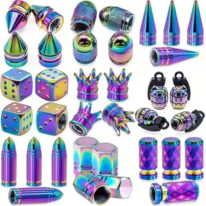 Tutup Pentil Ban Motif Unik Inti Tembaga Universal Mobil Sepeda Motor Tutup Katup Ban Berkualitas Tinggi Desain Warna-warni