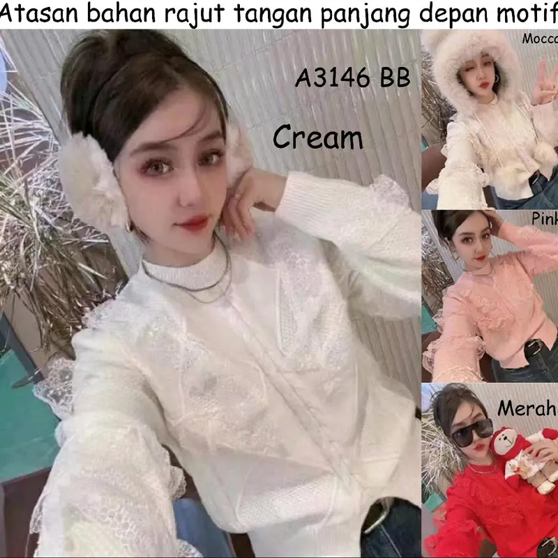 Atasan rajut kombi brokat import 0