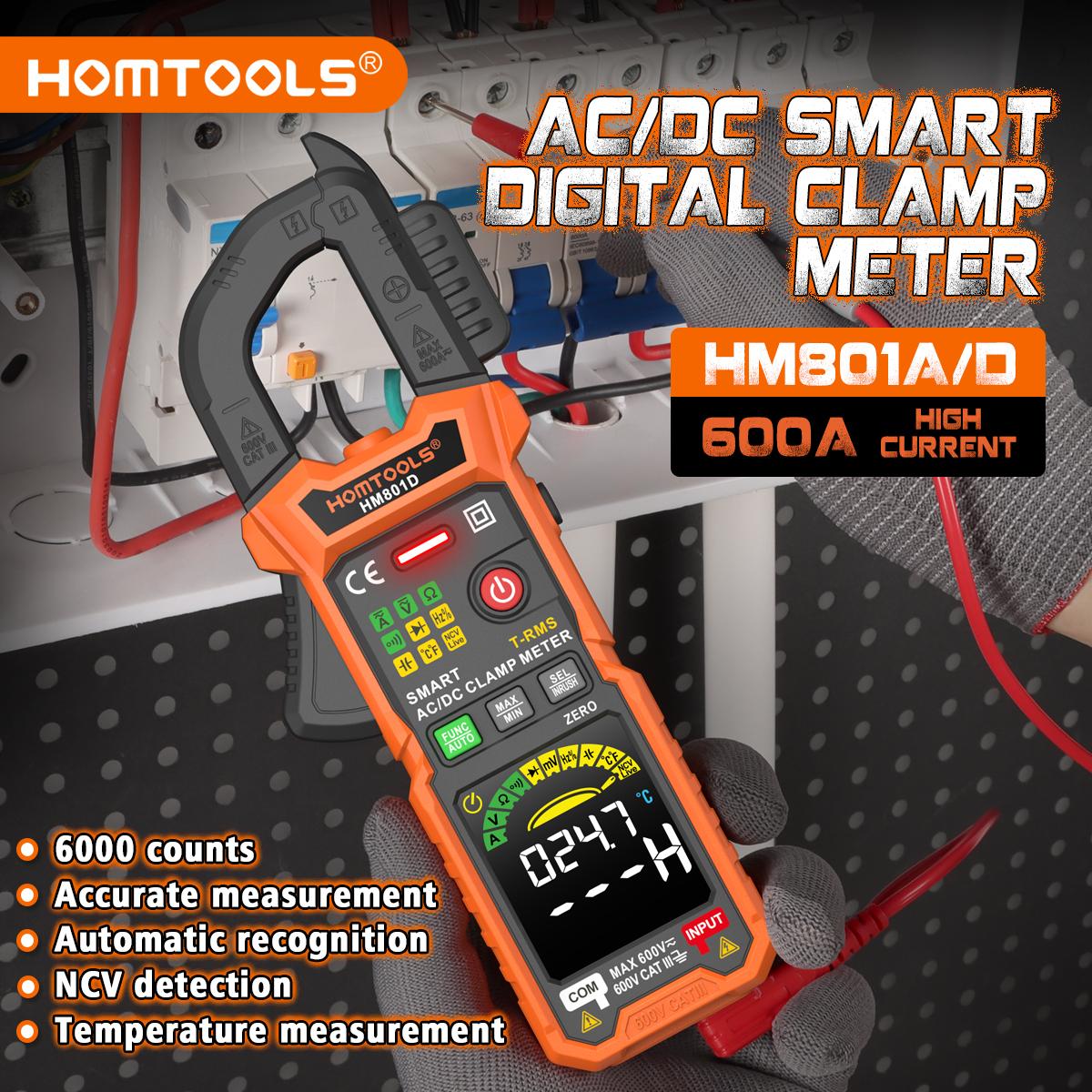 เครื่องวัดกระแสไฟแบบหนีบ, HOMTOOLS HM801A/D, HABOTEST HT205A/D, เครื่องตรวจจับกระแสไฟ AC / DC 600A, 