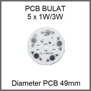 Heatsink Pcb 5x1W Bulat Alumunium 49x49mm