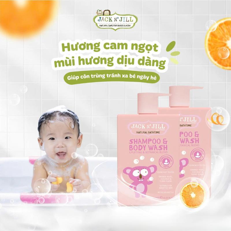 Sữa Tắm Gội Cho Bé JACK N' JILL Cao Cấp Thuần Chay Organic Chống Cảm, Đuổi Muỗi Cho Bé 300ml - Michi Baby MC715