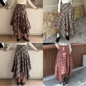 Bling It On - Tiana Plaid Skirt - Handkerchief RUFFLE PLAID LONG SKIRT - Office Siren Corpcore Looks - Vintage y2k Rok Kotak Panjang