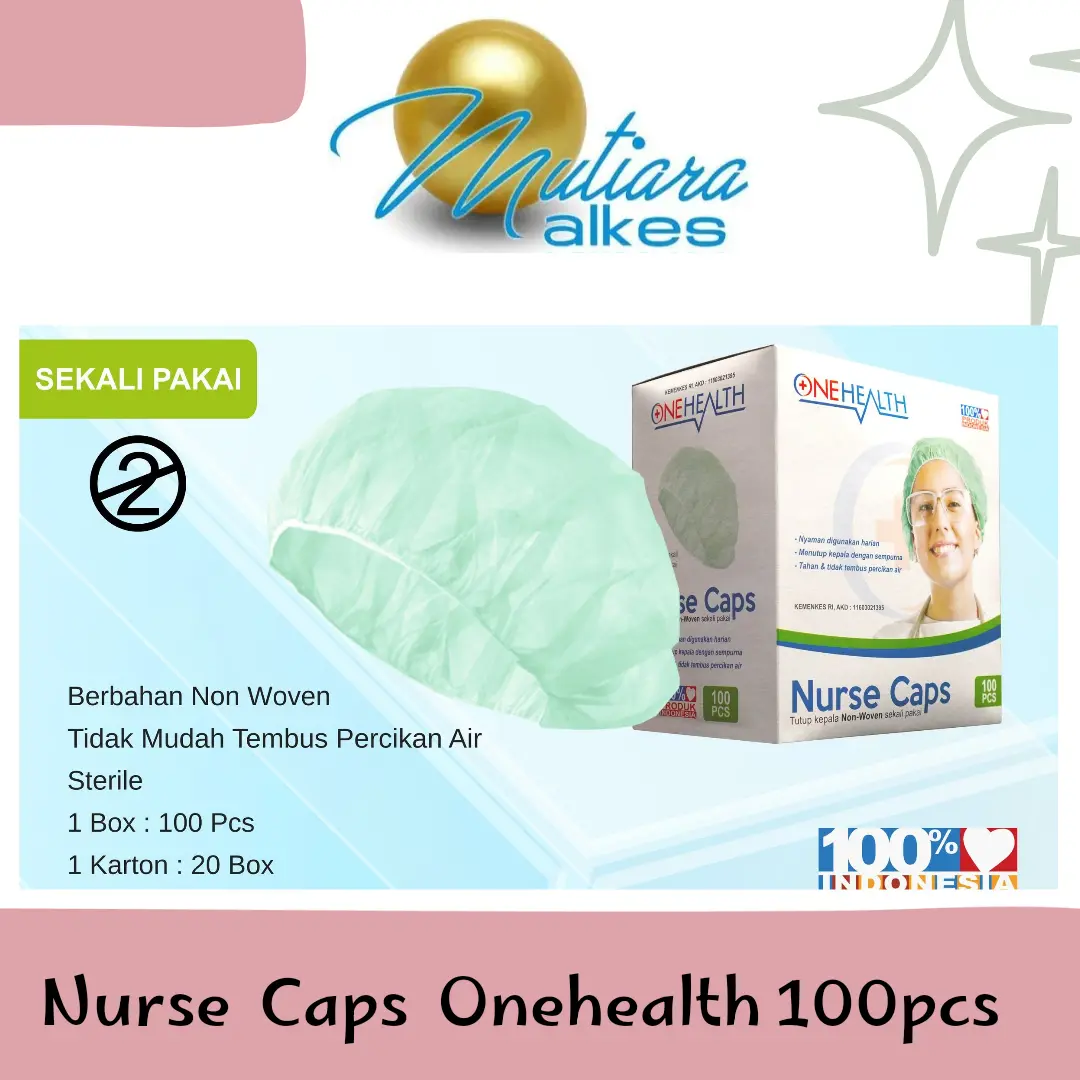 ONEHEALTH NURSE CAP isi 100pcs -Topi Perawat Pelindung Kepala Hair Mob