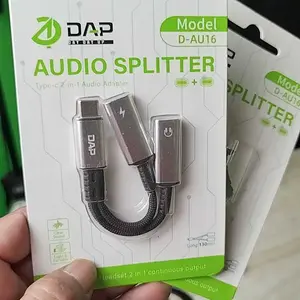 DAP Kabel Audio Splitter Type C Conversion Head 2 in 1 Adapter Original by DAP Accessories Gold- DAP Metal Earphone D-AU16 - converter Headphone Headset- Garansi 1 Tahun