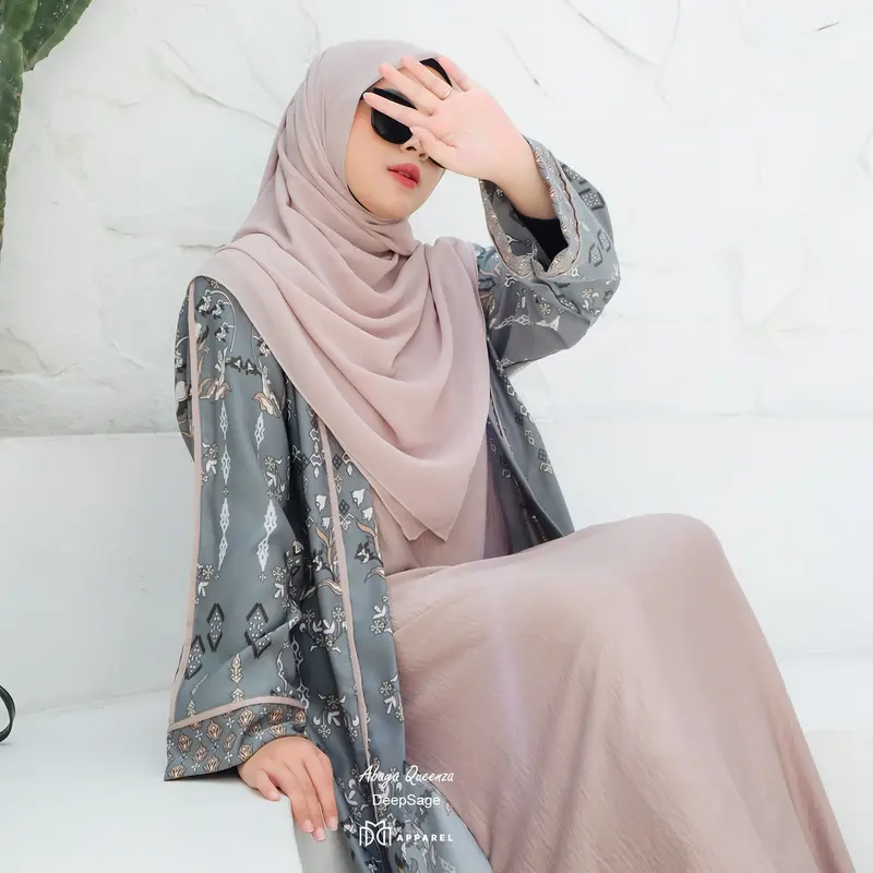 Dmd Apparel - Abaya Raudah armaniesilk kombinasi marbela silk Gamis Cantik Lebaran Simple 0