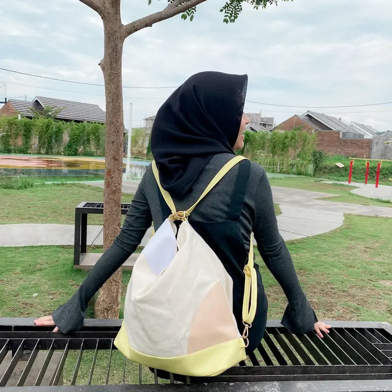 RAKAMIR -Tote Bag Wanita Terbaru - Tote Bag Wanita Korea - Selempang Bahu Murah Kanvas Hitam Totebag 4