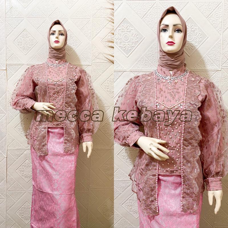 Kebaya Kutubaru Tille Bordir Premium Part 1 | Kebaya Kutubaru Payet Tangan Balon| Kebaya Modern Wisuda Dress Kerah Baju Kondangan Pesta Wanita Setelan Atasan Motif Tunik 4