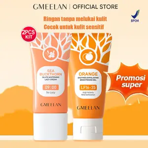 GMEELAN 2PCS Kits Exfoliating Gel 1 Menit 50g+Krim pemutih Lazy Cream 30g